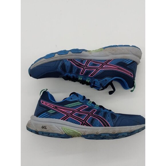 ASICS Gel Venture 7 Lace Up Running Shoes Women SZ 12 Blue Pink Granola Athletic - Picture 11 of 12